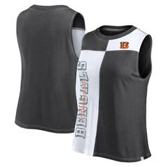 Cincinnati Bengals FanaticsWomen's Script Color Block Tank Top - Black/White Tops