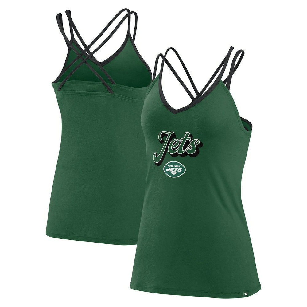 New York Jets Women's Go For It Strappy Crossback Tank Top - Green Tops