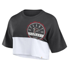 Atlanta Falcons Women's Boxy Color Split Cropped T-Shirt - Black/White T-shirts