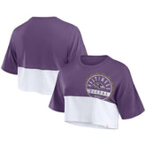 Baltimore Ravens Women's Boxy Color Split Cropped T-Shirt - Purple/White T-shirts
