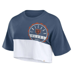 Chicago Bears Women's Boxy Color Split Cropped T-Shirt - Navy/White T-shirts