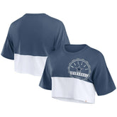 Dallas Cowboys Women's Boxy Color Split Cropped T-Shirt - Navy/White T-shirts