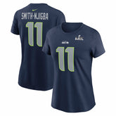 Jaxon Smith-Njigba Seattle Seahawks Women's Super Bowl LX Patch Name & Number T-Shirt - College Navy T-shirts