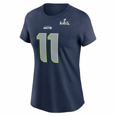 Jaxon Smith-Njigba Seattle Seahawks Women's Super Bowl LX Patch Name & Number T-Shirt - College Navy T-shirts