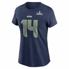 Sam Darnold Seattle Seahawks Women's Super Bowl LX Patch Name & Number T-Shirt - College Navy T-shirts
