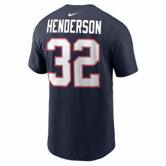 TreVeyon Henderson New England Patriots Super Bowl LX Patch Name & Number T-Shirt - Navy T-shirts