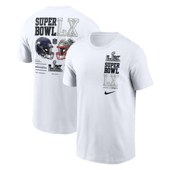 New England Patriots vs. Seattle Seahawks Super Bowl LX Dueling T-Shirt - White T-shirts