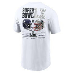 New England Patriots vs. Seattle Seahawks Super Bowl LX Dueling T-Shirt - White T-shirts