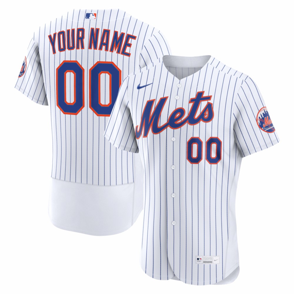 New York Mets Nike Home Authentic Custom Jersey - White Jerseys
