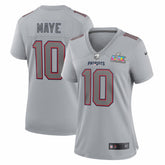 Drake Maye New England Patriots Women's Super Bowl LX Patch Atmosphere Fashion Game Jersey - Silver Jerseys