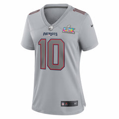 Drake Maye New England Patriots Women's Super Bowl LX Patch Atmosphere Fashion Game Jersey - Silver Jerseys