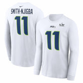 Jaxon Smith-Njigba Seattle Seahawks Super Bowl LX Champions Patch Name & Number Long Sleeve T-Shirt - White T-shirts