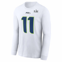 Jaxon Smith-Njigba Seattle Seahawks Super Bowl LX Champions Patch Name & Number Long Sleeve T-Shirt - White T-shirts