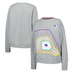 Terez MLB Women's Baseball Field Pullover Sweatshirt - Gray Pullover