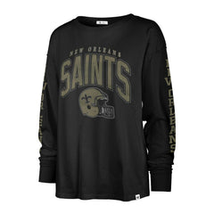New Orleans Saints '47 Women's Tom Cat Lightweight Long Sleeve T-Shirt - Black T-shirts