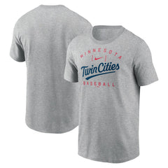 Minnesota Twins Nike Home Team Athletic Arch T-Shirt - Heather Gray T-shirts