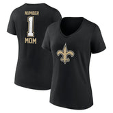 New Orleans Saints Women's Mother's Day V-Neck T-Shirt - Black T-shirts