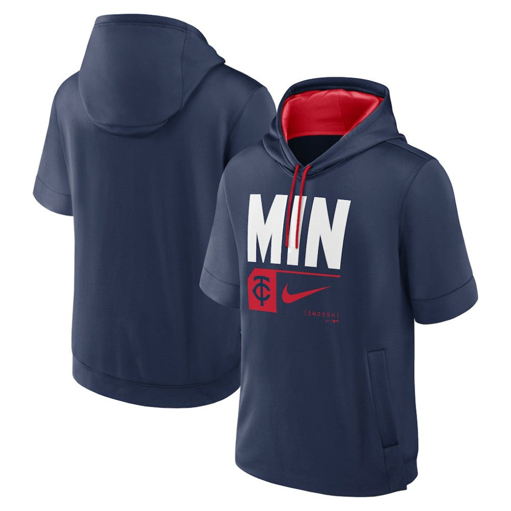 Minnesota Twins Nike Tri Code Lockup Short Sleeve Pullover Hoodie - Navy Hoodies