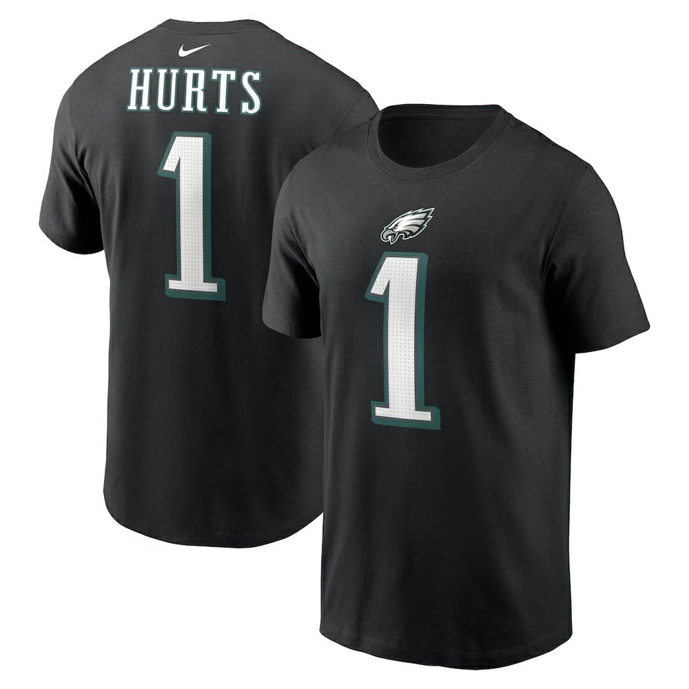 Jalen Hurts Philadelphia Eagles Player Name & Number T-Shirt - Black T-shirts