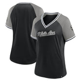 Chicago White Sox Fanatics Women's Glitz & Glam League Diva Raglan V-Neck T-Shirt - Black T-shirts