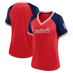 St. Louis Cardinals Fanatics Women's Glitz & Glam League Diva Raglan V-Neck T-Shirt - Red T-shirts