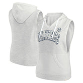 New York Yankees Fanatics Women's Lounge Script Sleeveless Pullover Hoodie - Ash Hoodies