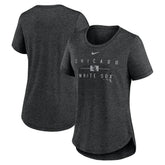 Chicago White Sox Nike Women's Knockout Team Stack Tri-Blend T-Shirt - Heather Black T-shirts