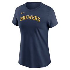 Milwaukee Brewers Nike Women's Wordmark T-Shirt - Navy T-shirts