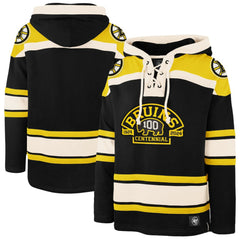 Boston Bruins '47 100th Anniversary Superior Lacer Pullover Hoodie - Black | US 200237988