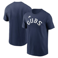 Chicago Cubs Nike Cooperstown Collection Wordmark T-Shirt - Navy T-shirts