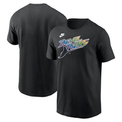 Tampa Bay Rays Nike Cooperstown Collection Wordmark T-Shirt - Black T-shirts