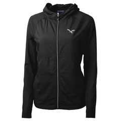 Philadelphia Eagles Cutter & Buck Women's Gridiron Classics Logo Adapt Eco Knit Hybrid Recycled Full-Zip Hoodie - Black Hoodies
