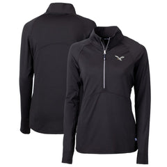 Philadelphia Eagles Cutter & Buck Women's Gridiron Classics Logo Adapt Eco Knit Stretch Recycled Half-Zip Pullover Top - Black Pullover