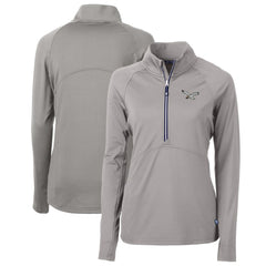 Philadelphia Eagles Cutter & Buck Women's Gridiron Classics Logo Adapt Eco Knit Stretch Recycled Half-Zip Pullover Top - Gray Pullover