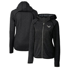 Philadelphia Eagles Cutter & Buck Women's Gridiron Classics Logo Mainsail Sweater-Knit Full-Zip Hoodie - Heather Charcoal Hoodies