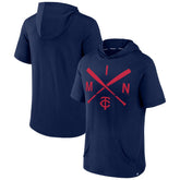 Minnesota Twins Fanatics Iconic Rebel Short Sleeve Hooded Top - Navy Tops
