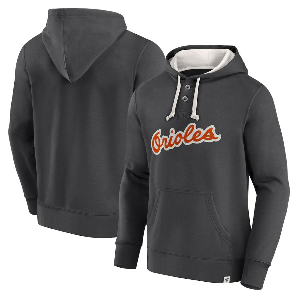 Fanatics Baltimore Orioles Black Plan for Adversity Henley Fleece Pullover Hoodie Hoodies