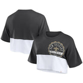 New Orleans Saints Women's Boxy Color Split Cropped T-Shirt - Black/White T-shirts
