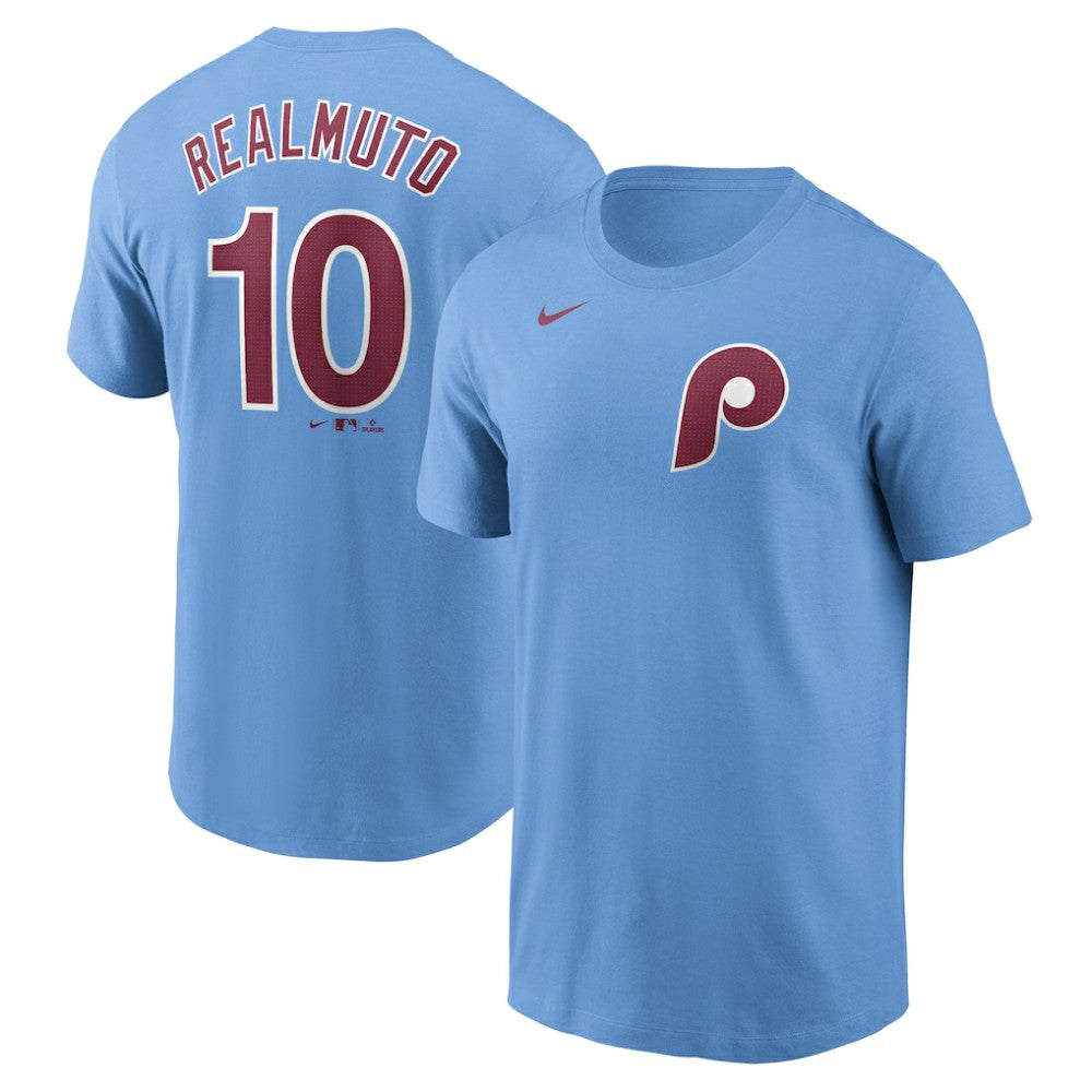 J.T. Realmuto Philadelphia Phillies Nike Fuse Name & Number T-Shirt - Light Blue T-shirts