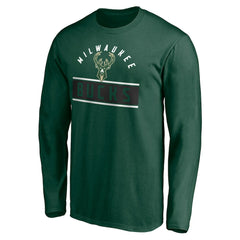 Milwaukee Bucks Team Arch Knockout Long Sleeve T-Shirt Hunter Green