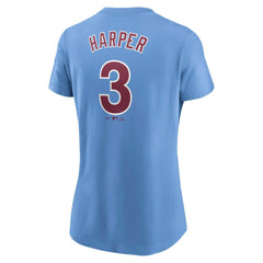Bryce Harper Philadelphia Phillies Nike Women's Cooperstown Collection Fuse Name & Number T-Shirt - Light Blue T-shirts