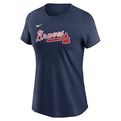 Austin Riley Atlanta Braves Nike Women's Cooperstown Collection Fuse Name & Number T-Shirt - Navy T-shirts