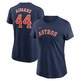 Yordan Alvarez Houston Astros Nike Women's Cooperstown Collection Fuse Name & Number T-Shirt - Navy T-shirts