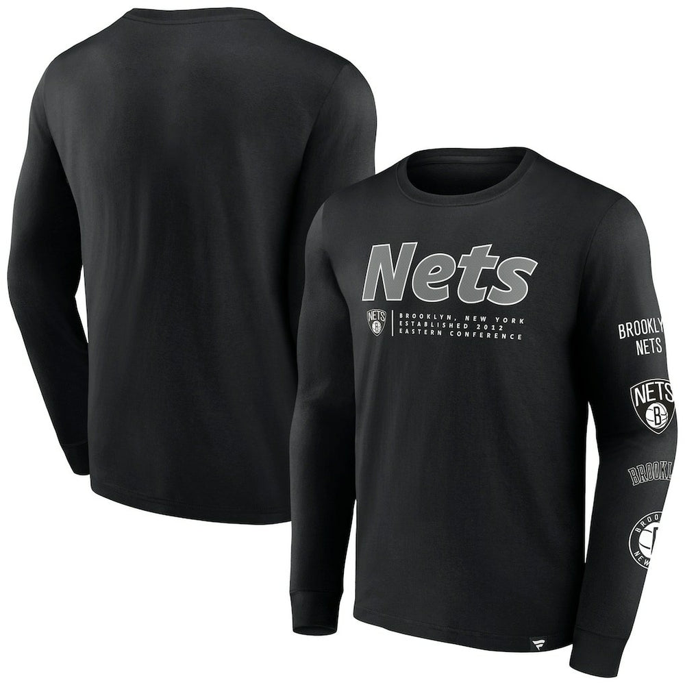 Brooklyn Nets Baseline Long Sleeve T-Shirt Black - Fanatics