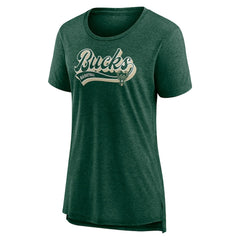 Milwaukee Bucks Women's League Leader Tri-Blend T-Shirt Hunter Green - Fanatics