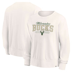 Milwaukee Bucks Women's Close the Game Pullover Sweatshirt Cream - Fanatics