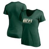 Milwaukee Bucks Women's Mascot In Bounds V-Neck T-Shirt Hunter Green