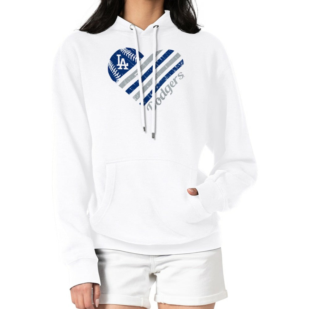 Los Angeles Dodgers G-III 4Her by Carl Banks Women's Heart Fleece Pullover Hoodie - White Hoodies