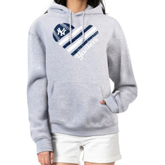 New York Yankees G-III 4Her by Carl Banks Women's Heart Fleece Pullover Hoodie - Heather Gray Hoodies