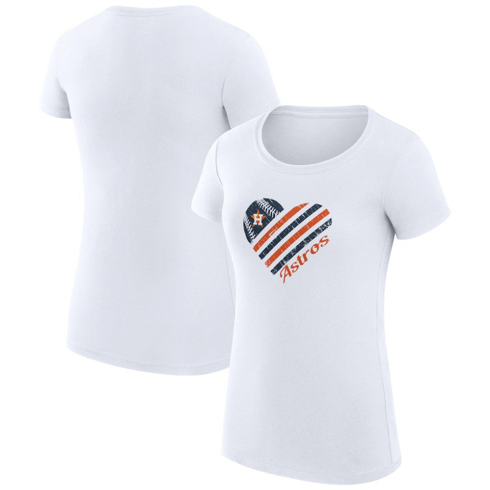 Houston Astros G-III 4Her by Carl Banks Women's Super-Slim Fit Lightweight Heart Graphic T-Shirt - White T-shirts
